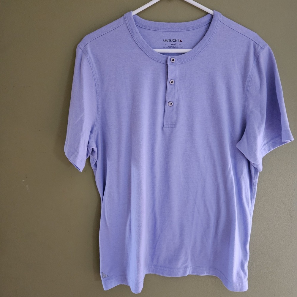 UNTUCKit Men's Large Purple Lavender Short Sleeve Polo Shirt Casual Button